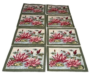 Coleur Nature Paris Mas D’Ouvan Set 8 Placemats & 8 Napkins Water Lilies Cotton