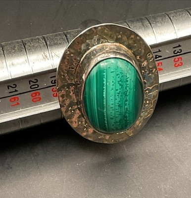 Vintage Mexico CII Hammered 925 With Malachite Ring Size 8(A/087)