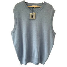 Cypress Links V Neck Sweater Vest Large 100 Cotton Light Blue NWT Golf Casual
