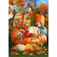 Briarwood Lane Fall Pumpkin Gathering Garden Flag 12x18