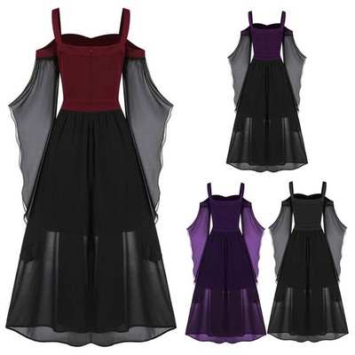 Karneval Mittelalter Hexe Vampir Gothic Partykleid Kostüm Fasching Cosplay Kleid