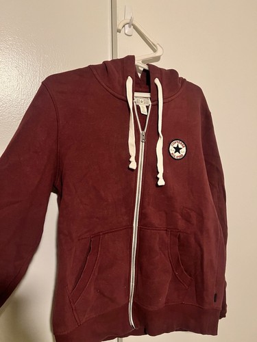 Men’s Converse All Star Burgundy Hoodie Zip-Up Sweatshirt Chuck Taylor Size L