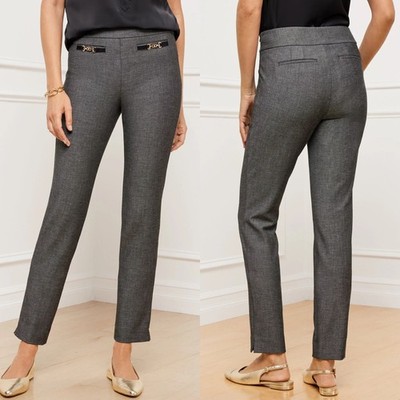 NWT Talbots Black Chain Pocket Chatham Slim Leg Ankle Pants Size 2