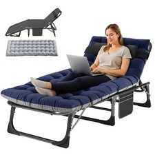 SLSY 5-Position Adjustable Folding Guest Bed Cot with Thick Mattress Pillow