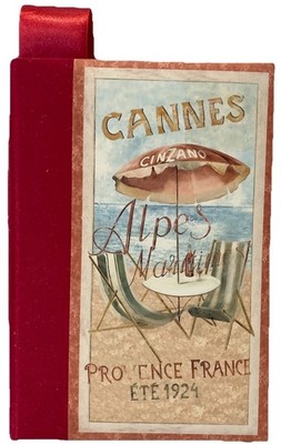 VTG French Beach Art Lined Hardcover Journal Gold Edged Pages Tri Coastal UNUSED