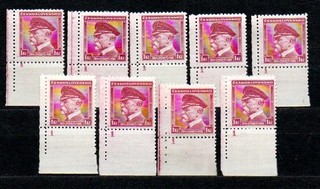 Czechoslovakia T.G. Masaryk Mi. 350 plate marks 1