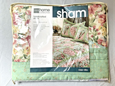 JCPenney Rose Villa Sham Standard Quilted Floral Patchwork Cottagecore NWT New