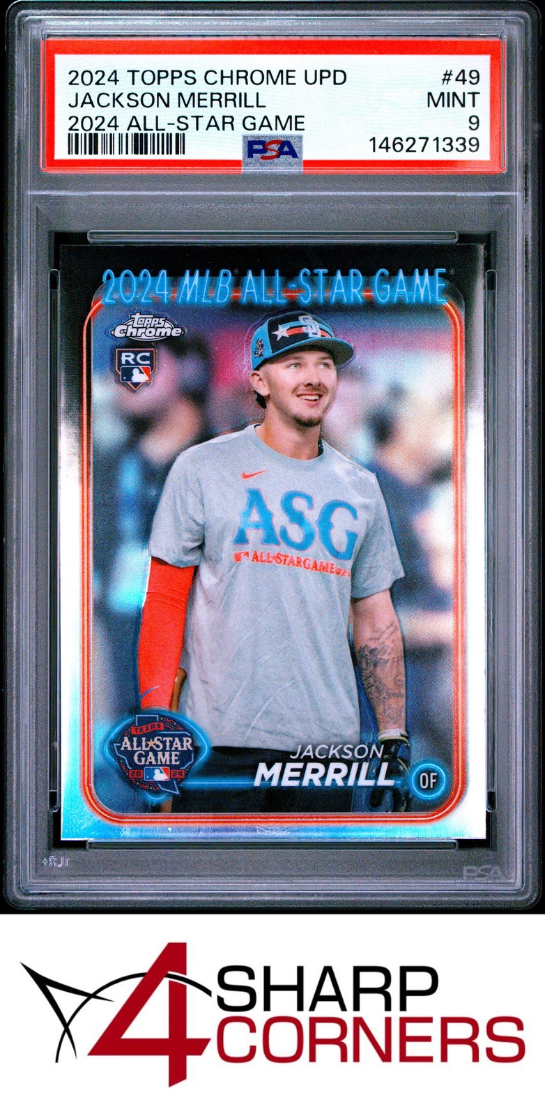 2024 TOPPS CHROME UPDATE 2024 ALL-STAR GAME CHROME #49 JACKSON MERRILL RC PSA 9