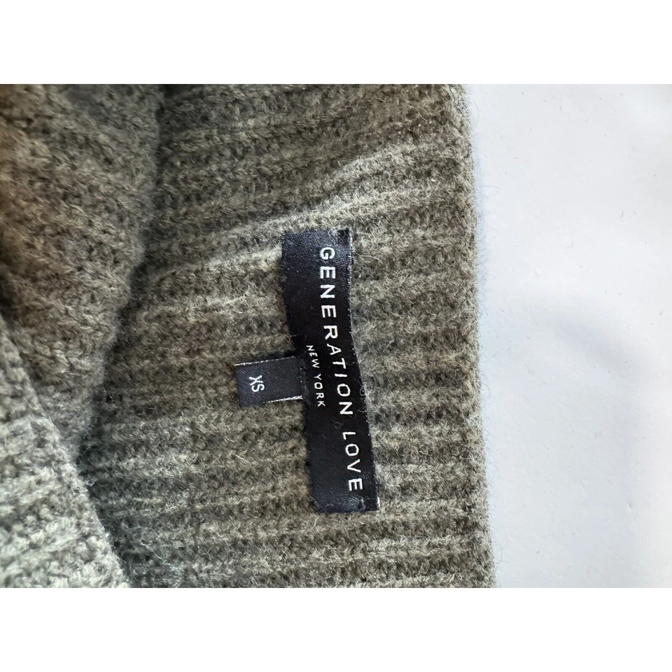 Generation Love Women's Sweater Cashmere Wool Blend Olive Green XS RAW HEM - Image 4 of 4