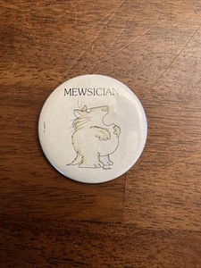 Vintage Grouchy Cat Mewsician Pinback Button Pin Back Sandra Boynton Cartoon