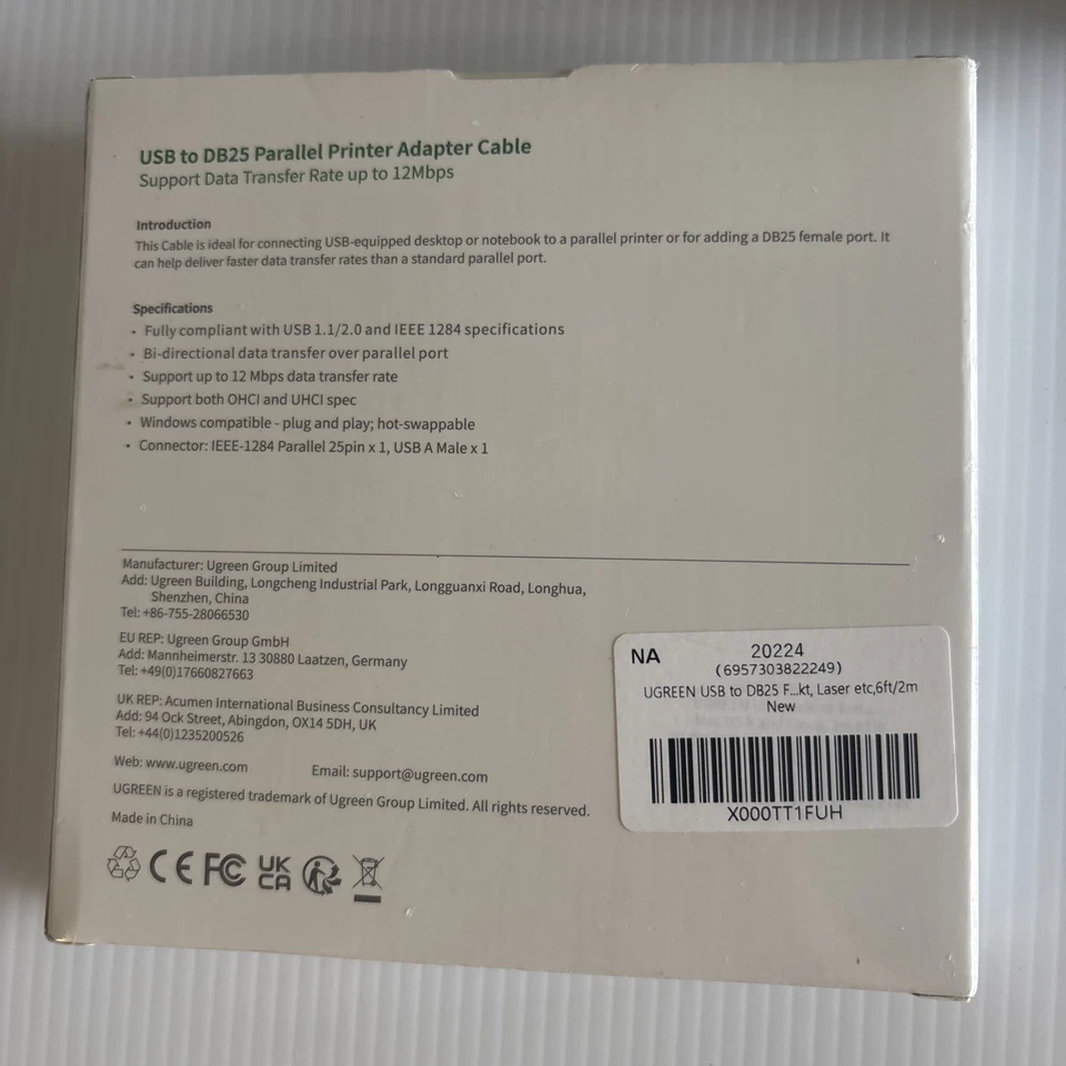 UGREEN USB to DB25 Parallel Printer Cable Adapter  20224 6 Ft - Image 2 of 2