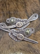 Spur Straps Buckaroo Praying Cowboy at the cross concho.  hand Made In The USA 