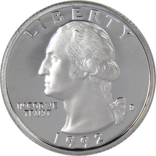 1992 S Washington Quarter Choice Proof 90% Silver 25c US Coin Collectible