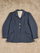 Vintage Ladies Black 100% Wool Rosette Matlock Brown Riding Hunt Coat 38" Chest