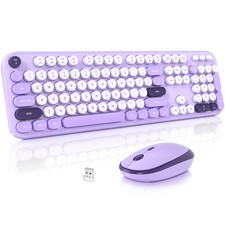 Wireless Keyboard and Mouse Combo, Cute Keyboard Full Size and Wireless Mouse...