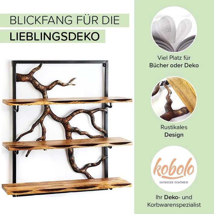 Wandregal Hängeregal Bücherregal Holzregal Schweberegal Wandboard 59x20x66cm - Bild 4 von 4