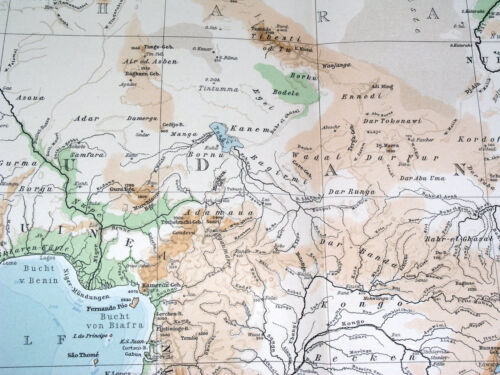 1911 ANTIQUE PHYSICAL MAP OF AFRICA / SAHARA KILIMANJARO MOUNTAINS RIVERS - Picture 6 of 10