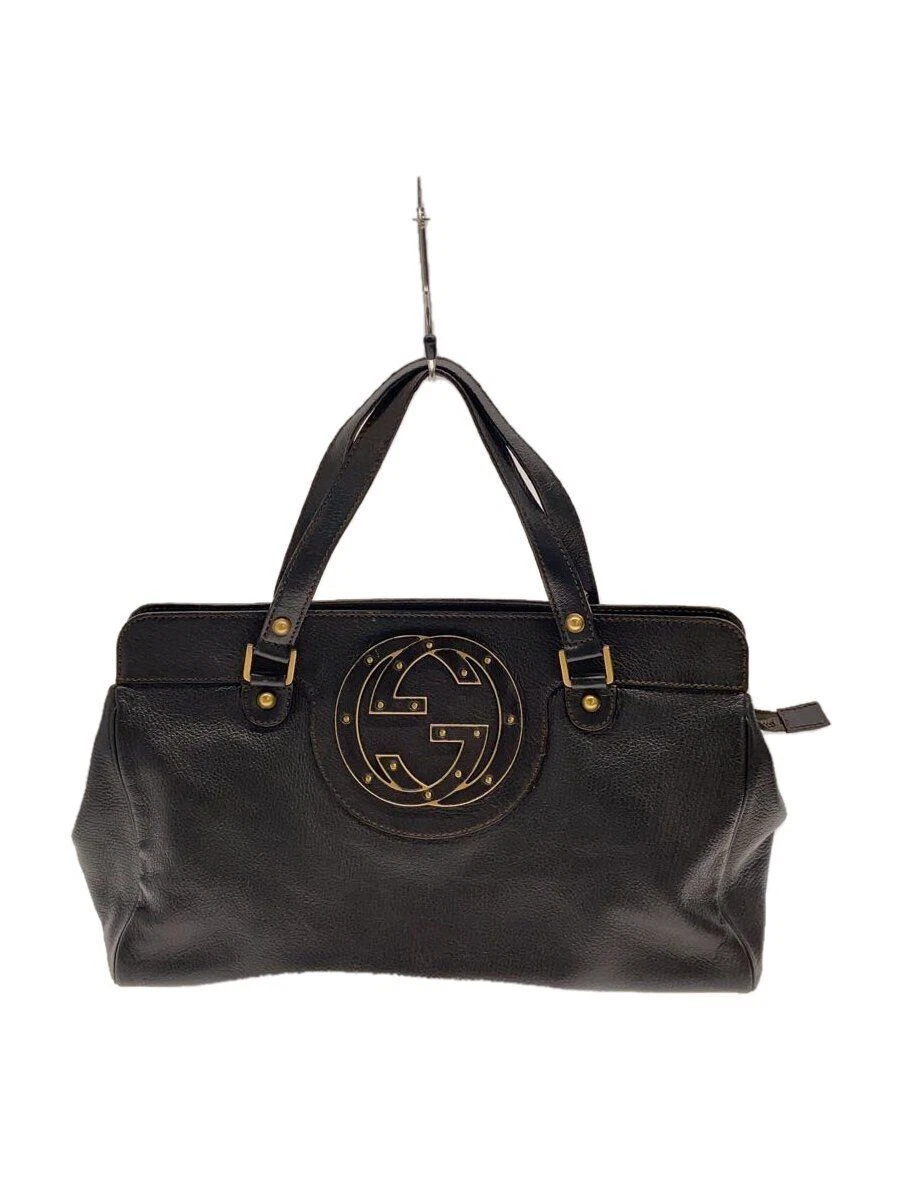 GUCCI tote bag interlocking G leather black 121551 Used