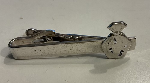 Swank Krawattenclip mit Geldtasche Vintage silber getönt