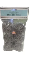 Sophisti-Clean 6 Pack Stainless Steel Scourers, Silver, Evriholder