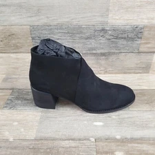Eileen Fisher Womens Melrose Ankle Boots Sz 10 Block Heel Black Nubuck 