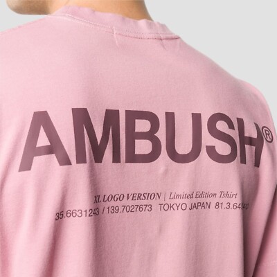 美品 AMBUSH XL LOGO L/S T-SHIRT ロンt 薄いピンク s-l400.jpg