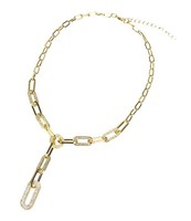 Ella Jonte Y - Halskette Gold Kette Strass Gliederkette Verstellbar GeschenktüTe