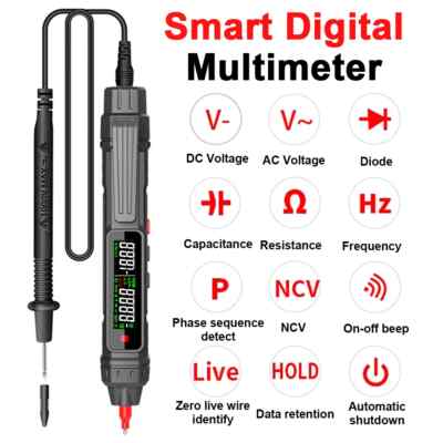Smart Digital Multimeter 6000 Counts Non Contact High Precision Voltage Detector