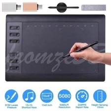Artist Pro Graphics Drawing Tablet 10x6" Screen Battery-free pen 12 Shortkey NEW