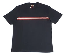 Bally 6233733 Men's Black 100% Cotton Striped Logo T-Shirt MSRP $300
