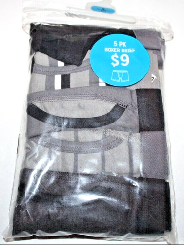 Boys' Gray/Black/Multi Solids & Stripes 5-Pack Boxer Brief - Small or Medium - Picture 2 of 11