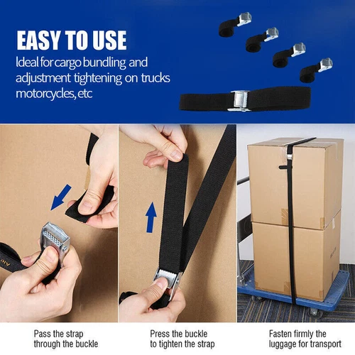 6Pcs 2.5M Heavy Duty Ratchet Tie Down Straps Car Roof Rack Belts Quick Release - Picture 10 of 14