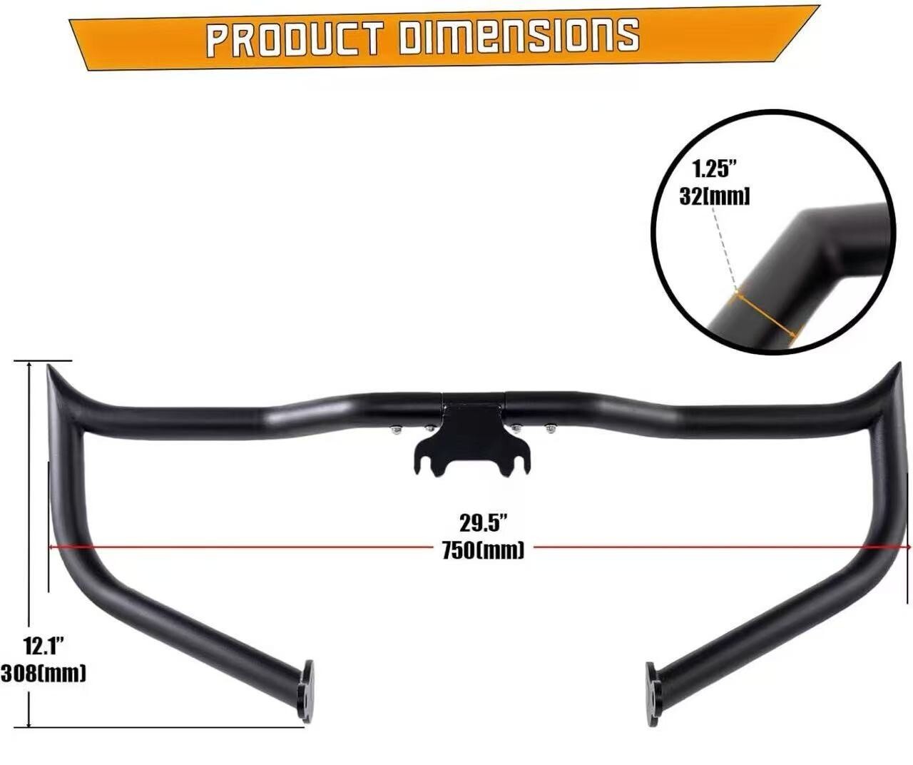 Mustache Chopped Engine Guard Crash Bar Harley Touring Road King FLHX 14-25 1.25