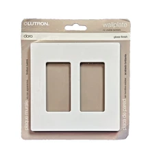 LUTRON CW-2-WH, Wallplate, 2 Gang-Claro-Gloss White-Screwless front-Lot of 3-NEW