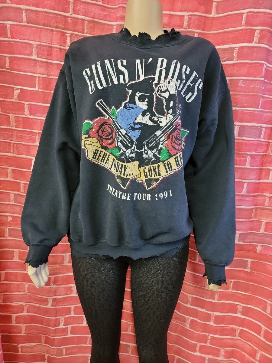 GUNS N ROSES スウェット THEATRE TOUR 91s Guns N Roses Vintage Distressed Theatre Tour 1991 Wash black