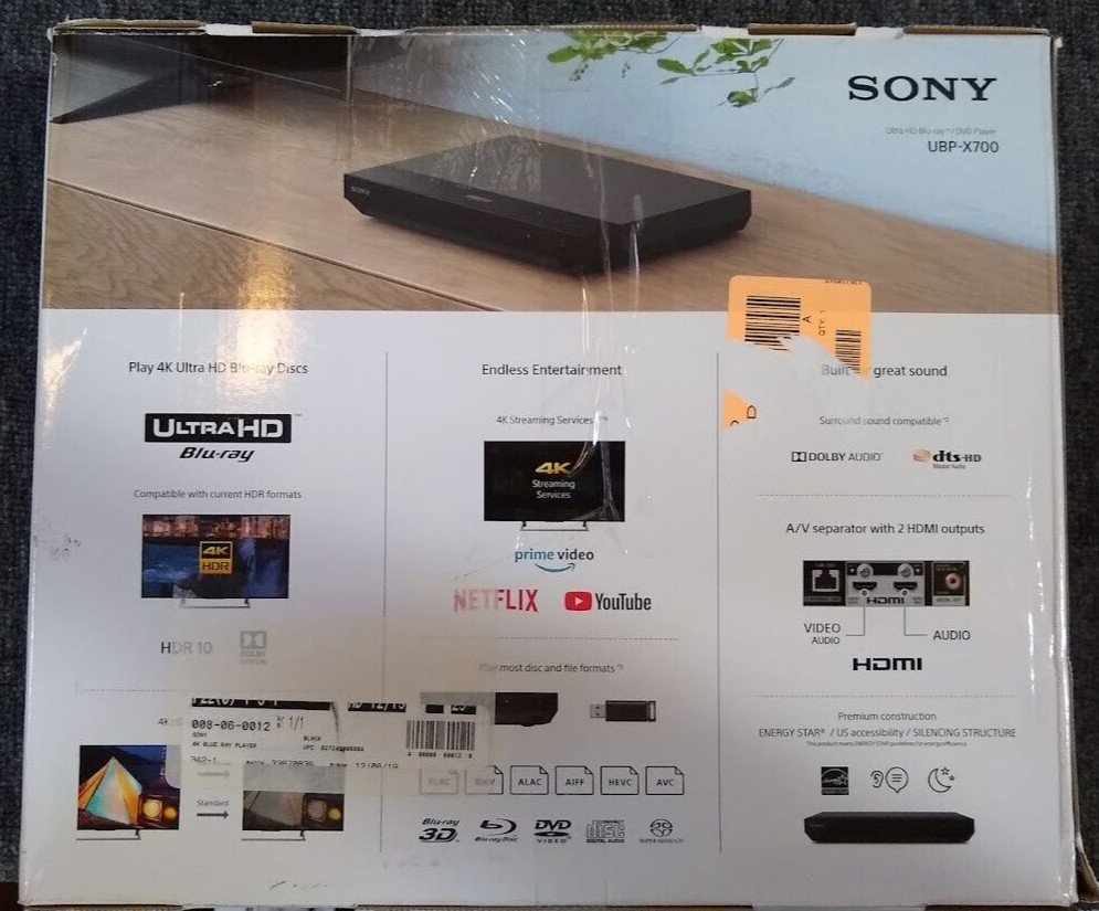 Sony UBP-X700 4K Ultra HD DVD Smart Blu-ray Player Wireless Streaming NO REMOTE