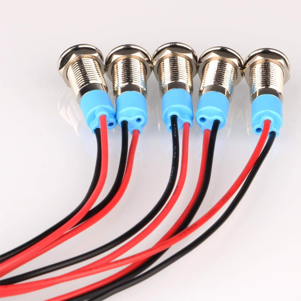 Spie LED Impermeabili Gebildet - 5 Pezzi, 8 Mm, 12-24V AC/DC, Blu, In Rame Nichelato - Foto 5