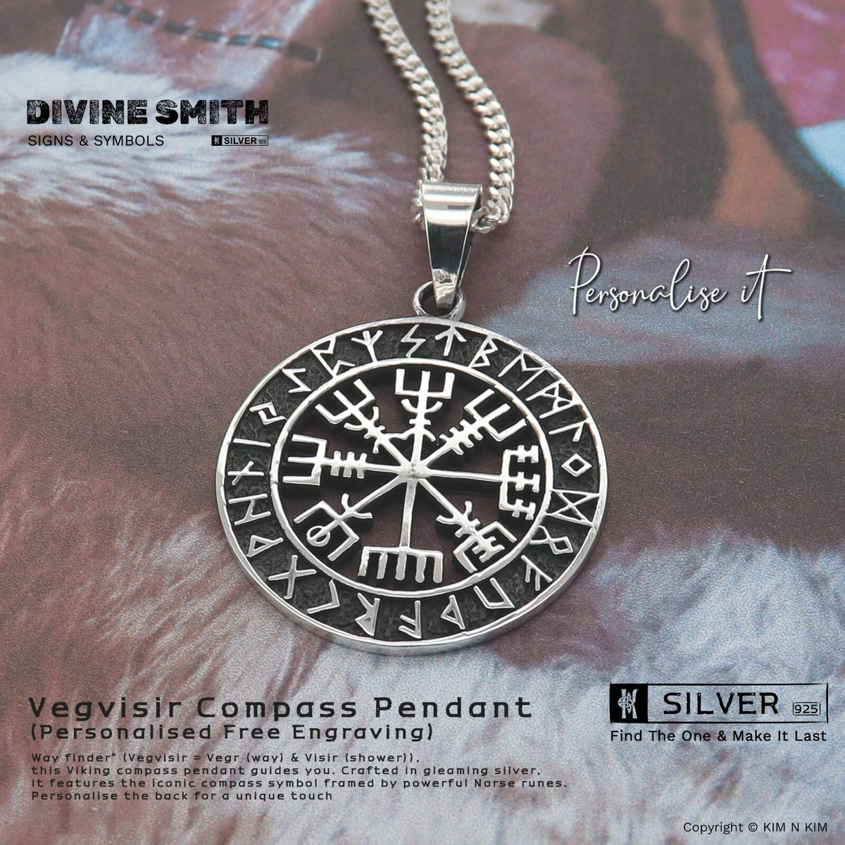Vegvisir Pendant Necklace✔️Viking Compass✔️Protection✔️Solid