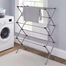 Portable Oversized Collapsible Steel Laundry Drying Rack Lightweight Easy Setup