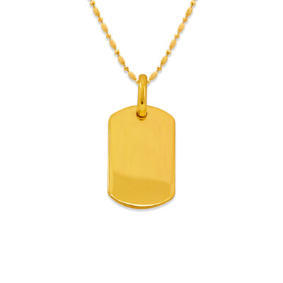 14K Yellow White Gold Simple Plain Rectangle Pendant Charm Dog Tag 
