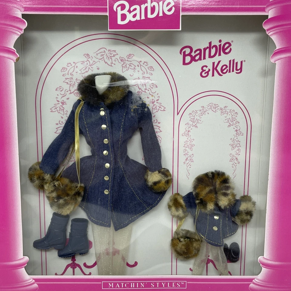 1996 Mattel Barbie & Kelly Fashion Avenue MATCHIN’ STYLES ~ Denim Coat Dresses - Image 2 of 3