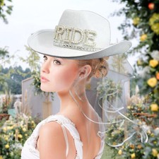 Wedding Bride Cowboy Veil Hat - Happy Wife Happy Life