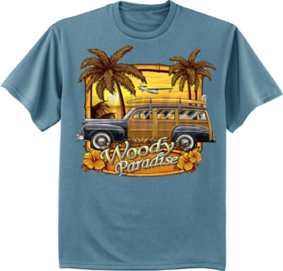 Classic Woody Car T-shirt Mens Graphic Tee Grandpa Dad Gifts