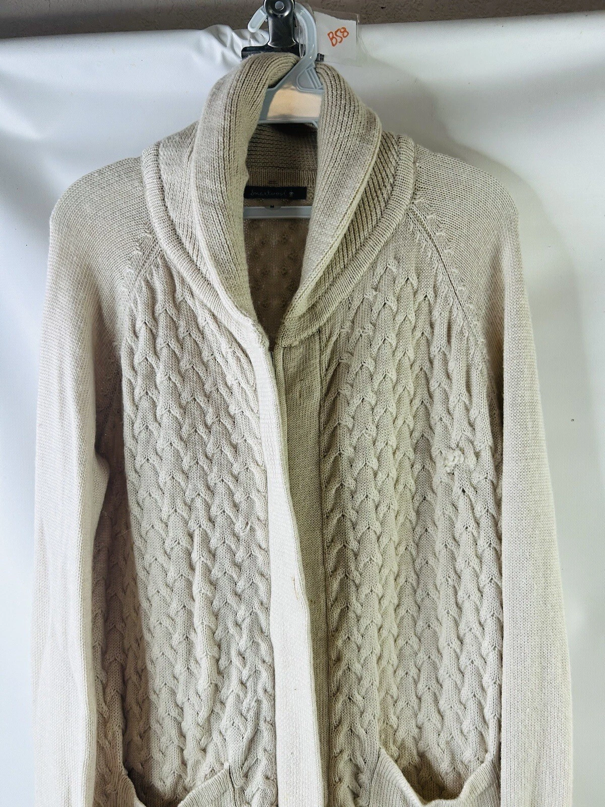 smartwool merino wool cable knit shawl collar sweater