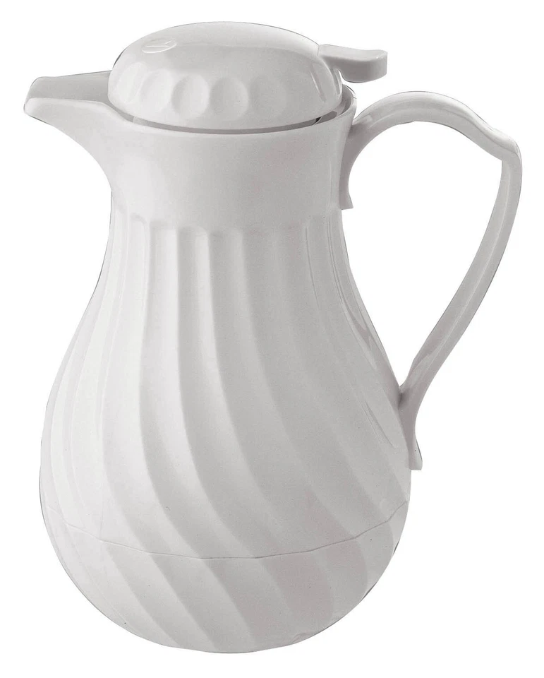 HORMEL THERMAL CARAFE 40 oz. THE ORIGINAL SWIRL DESIGN FOR HOT OR COLD DRINKS WHITE .