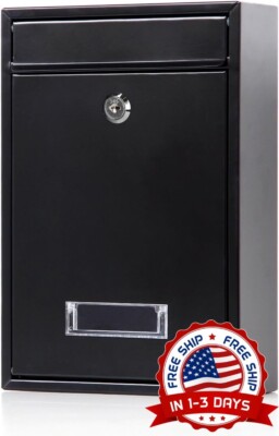 Buzones De Correo Para Casa Exterior Moderno Pared Con Metal Negro NUEVO US
