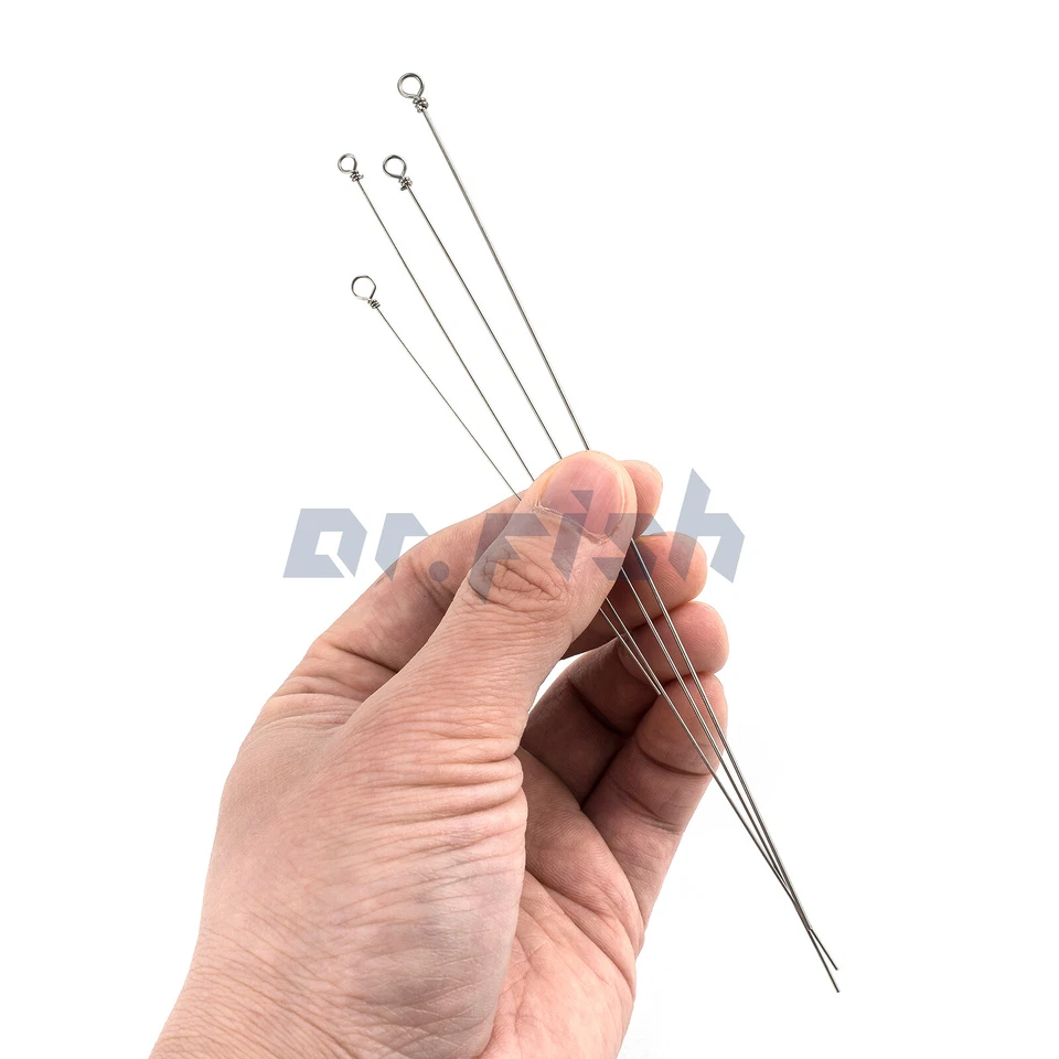 30Pcs Fishing Spinner Shaft Stainless Steel Looped Wire Spinner Parts 3.4~6.3in - Image 2 of 4