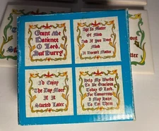 Vintage M 1986 Artmark Chicago Trivet Tiles Set Words of Wisdom Funny Quotes