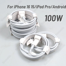 For iPhone 16 15 iPadPro MacBook Samsung 100W USB C Type C Fast Charger Cord Lot