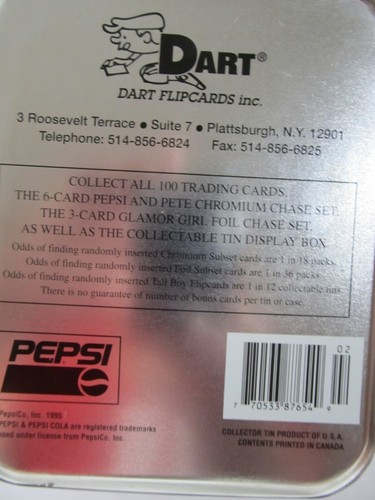 Pepsi Cola Serie Tin Card Box Dart Trading Cards Sammler Serie 36 Packungen - Bild 8 von 8